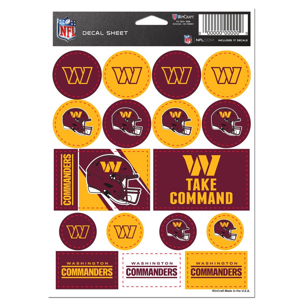 Washington Huskies Commanders Decal Sheet 5x7 Vinyl