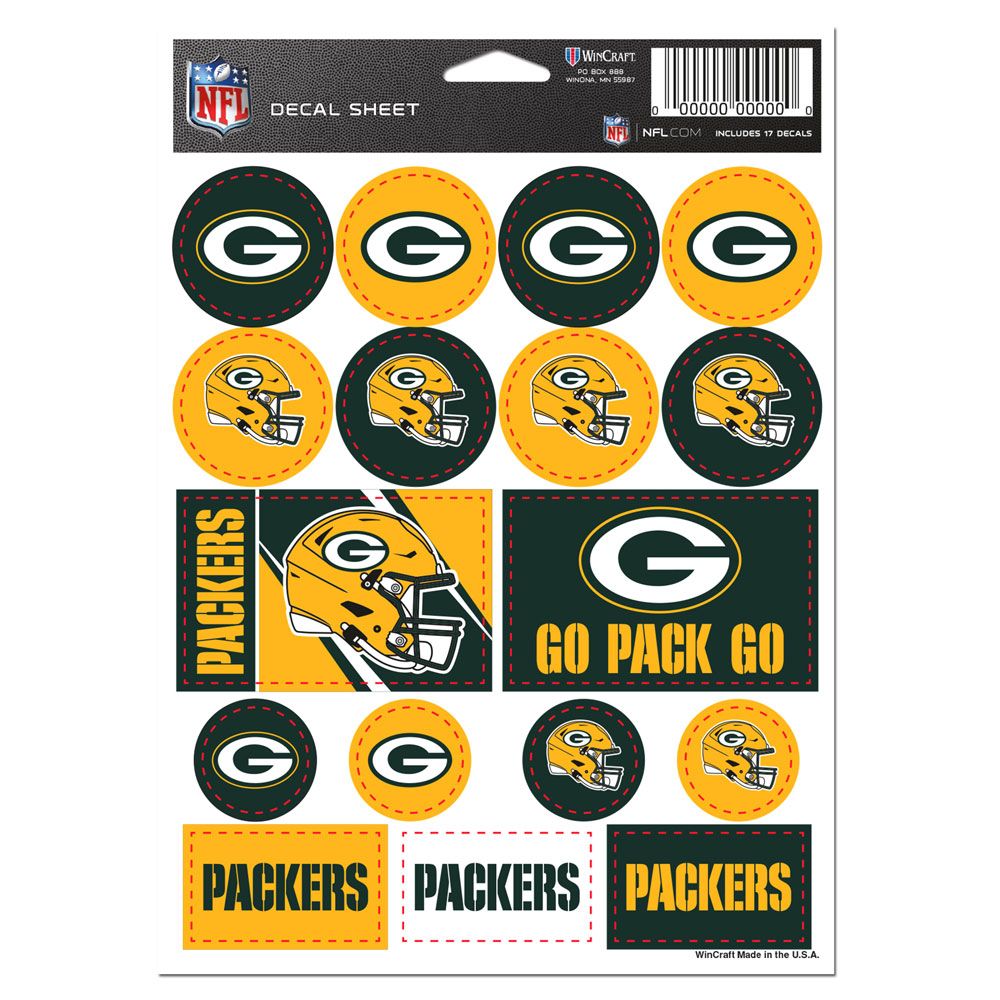 Green Bay Packers s Decal Sheet 5x7 Vinyl