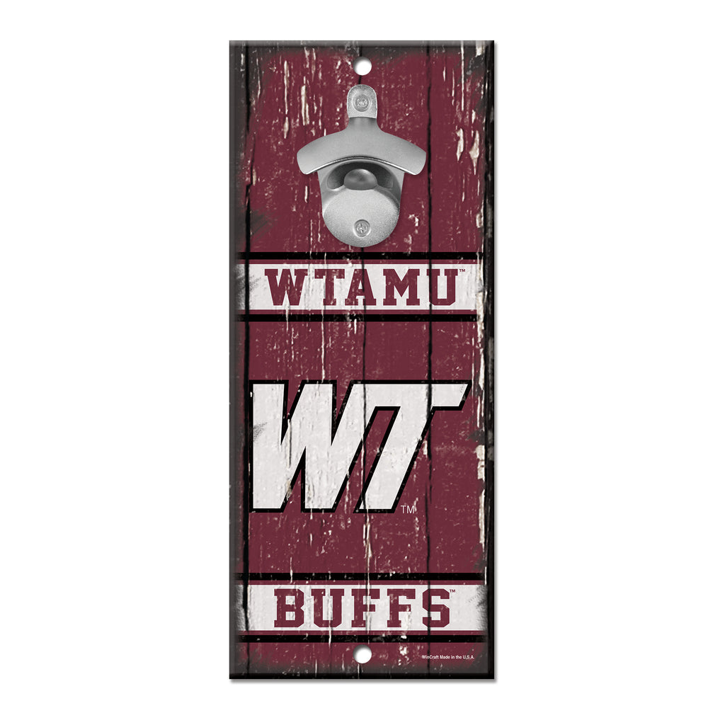 West Texas A&M Buffaloes Buffs Sign Wood 5x11 Bottle Opener Alternate