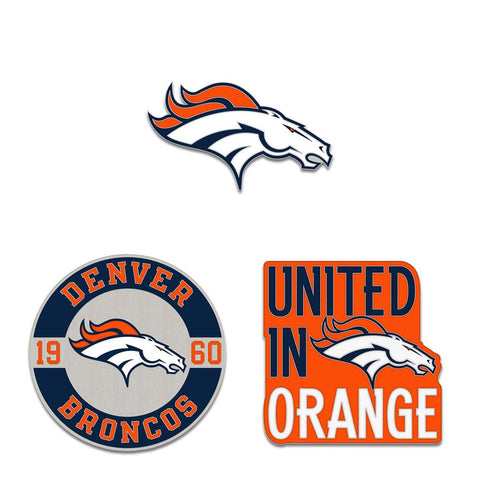 Denver Broncos Enamel Pin Set 3 Piece