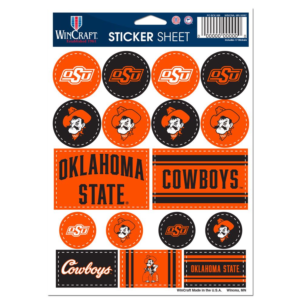 Oklahoma State Cowboys Decal Sheet 5x7 Vinyl