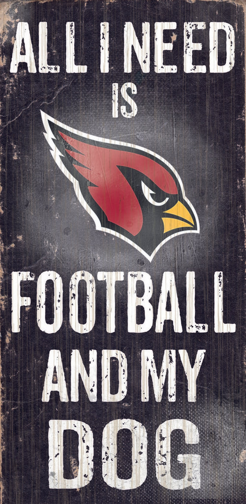 Arizona Cardinals Wood Sign Football and Dog 6"x12"