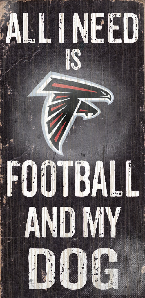 Atlanta Falcons Wood Sign Football and Dog 6"x12"
