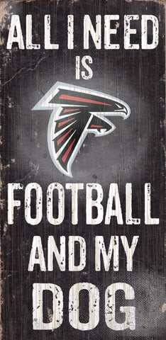 Atlanta Falcons Wood Sign Football and Dog 6"x12"