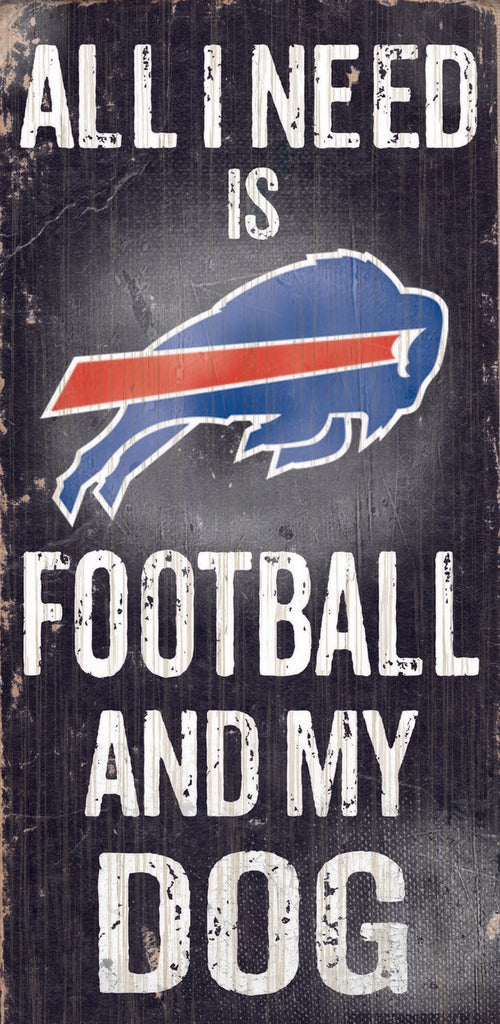 Buffalo Bills Wood Sign Football and Dog 6"x12"