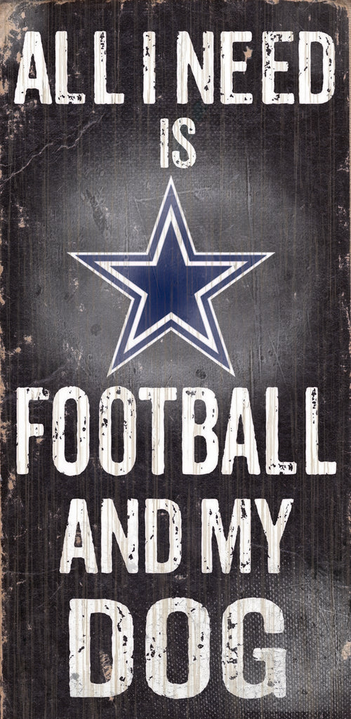 Dallas Cowboys Wood Sign Football and Dog 6"x12"