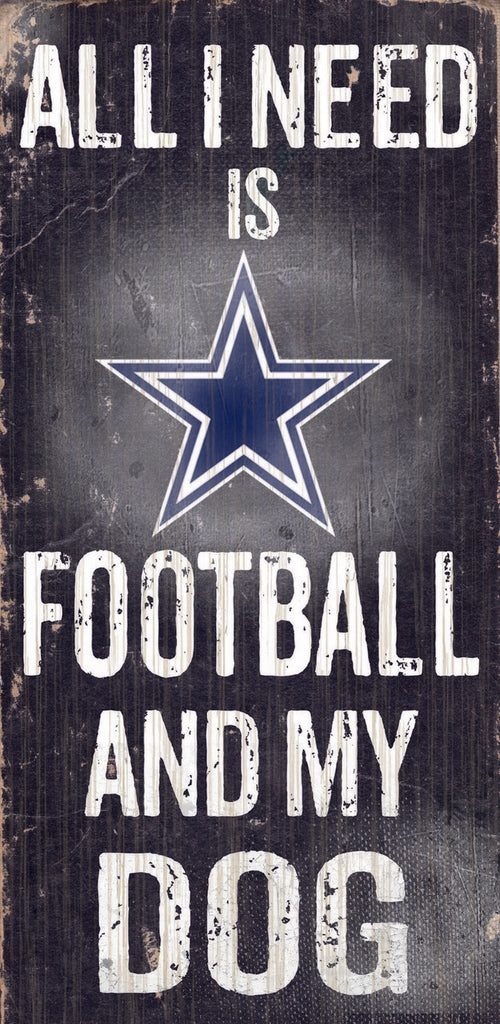 Dallas Cowboys Wood Sign Football and Dog 6"x12"