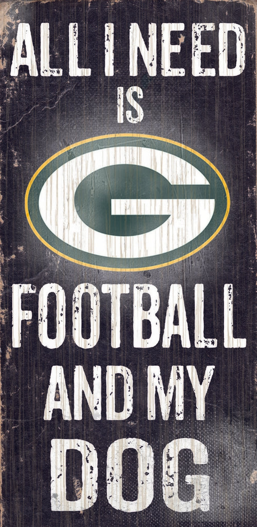 Green Bay Packers s Wood Sign Football and Dog 6"x12"