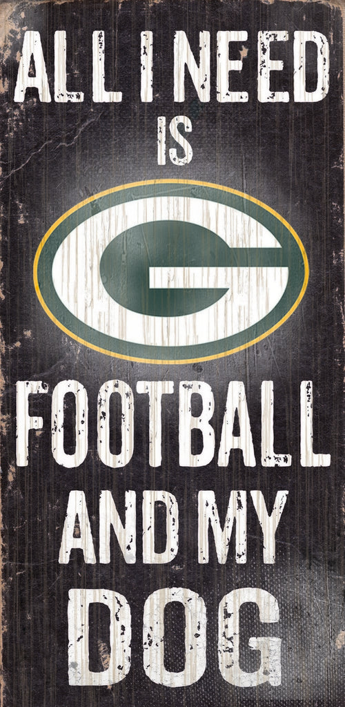 Green Bay Packers s Wood Sign Football and Dog 6"x12"