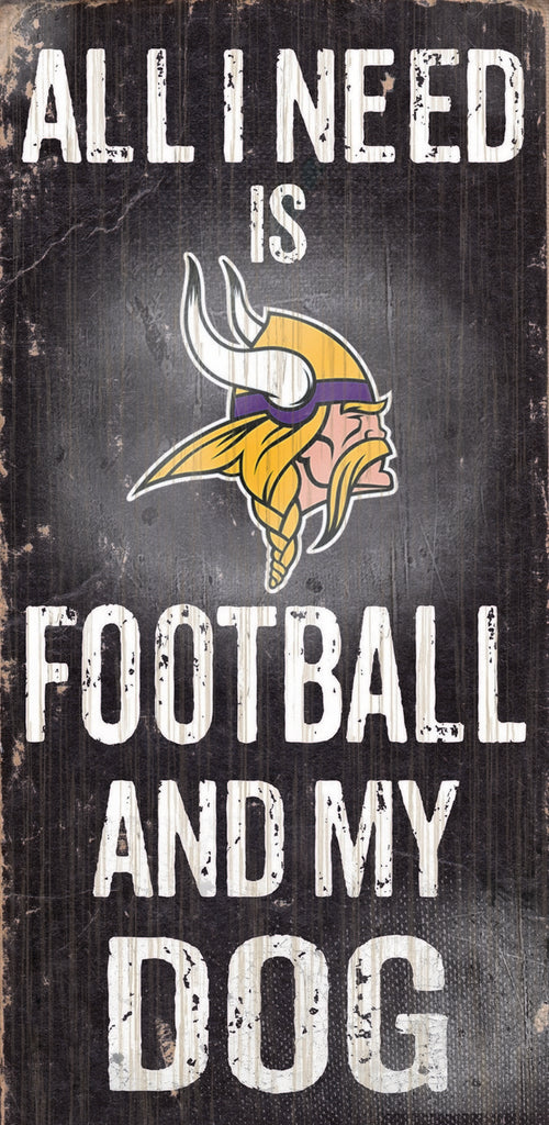 Minnesota Vikings Wood Sign Football and Dog 6"x12"