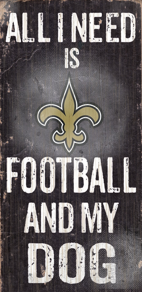New Orleans Saints Wood Sign Football and Dog 6"x12"