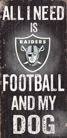 Las Vegas Raiders Wood Sign Football and Dog 6"x12"