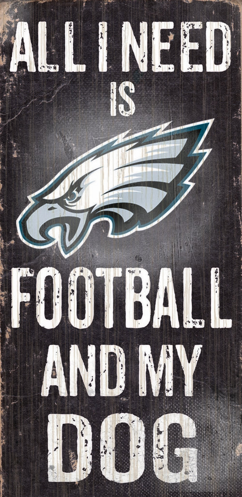 Philadelphia Eagles Wood Sign Football and Dog 6"x12"