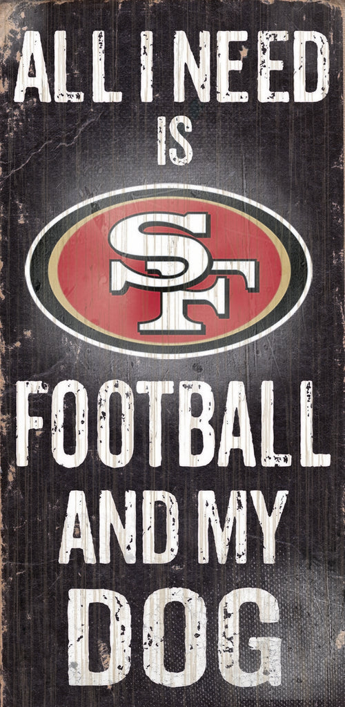San Francisco 49ers Wood Sign Football and Dog 6"x12"