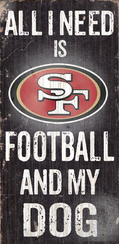 San Francisco 49ers Wood Sign Football and Dog 6"x12"