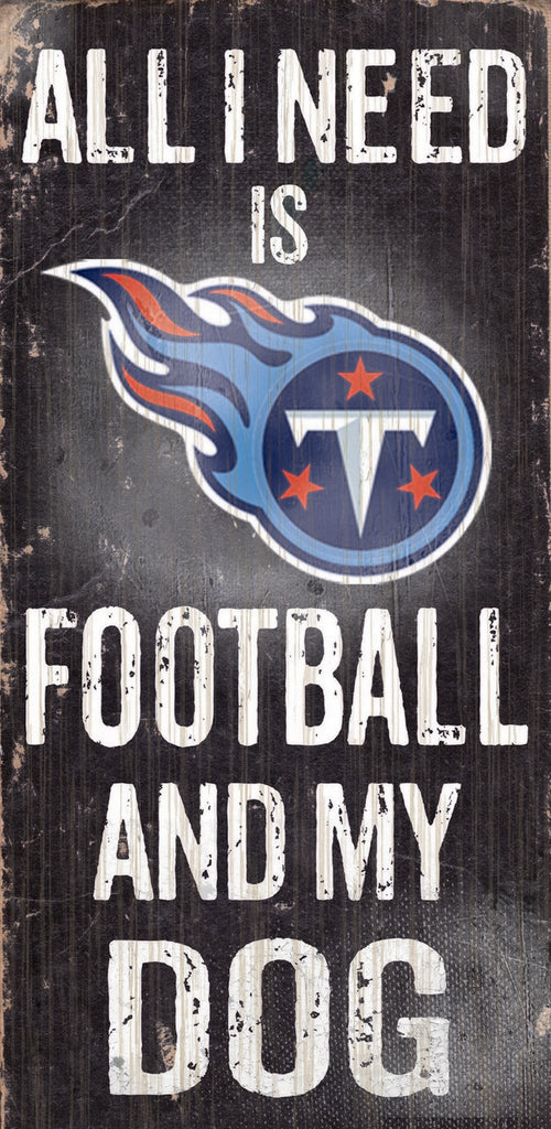 Tennessee Titans Wood Sign Football and Dog 6"x12"