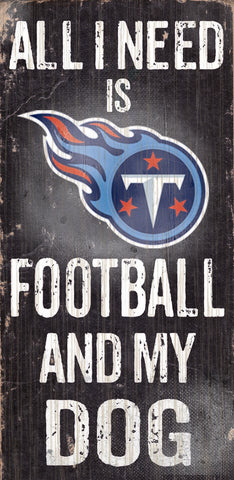 Tennessee Titans Wood Sign Football and Dog 6"x12"