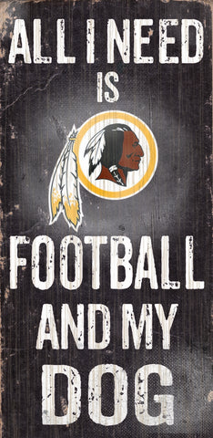 Washington Redskins Wood Sign Football and Dog 6"x12"