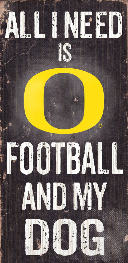 Oregon Ducks Wood Sign Football and Dog 6"x12"