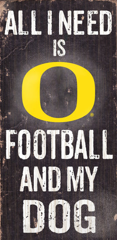 Oregon Ducks Wood Sign Football and Dog 6"x12"