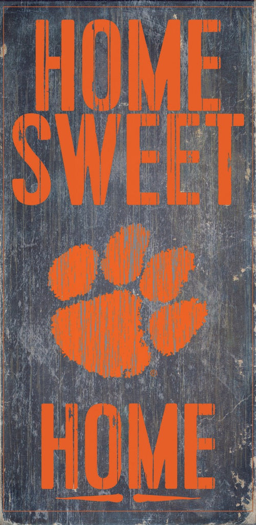 Clemson Tigers Wood Sign Home Sweet Home 6"x12"