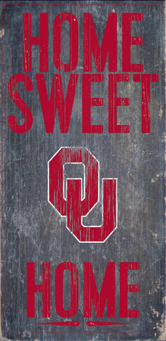 Oklahoma Sooners Wood Sign Home Sweet Home 6"x12"