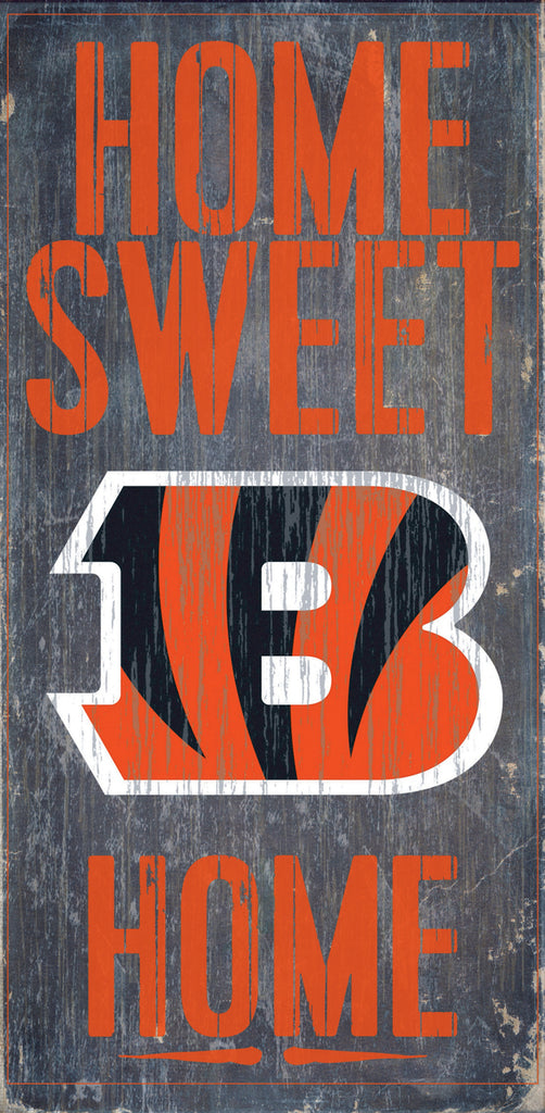 Cincinnati Bengals Wood Sign Home Sweet Home 6"x12"