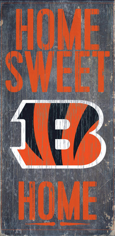 Cincinnati Bengals Wood Sign Home Sweet Home 6"x12"