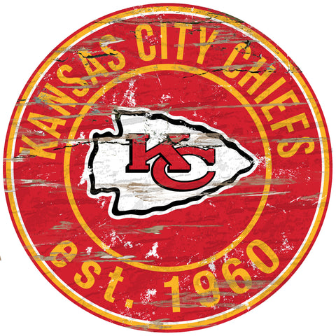 Kansas City Chiefs Sign Wood 24 Inch Round