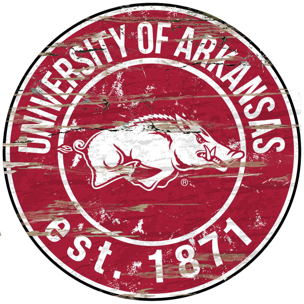 Arkansas Razorbacks Sign Wood 24 Inch Round