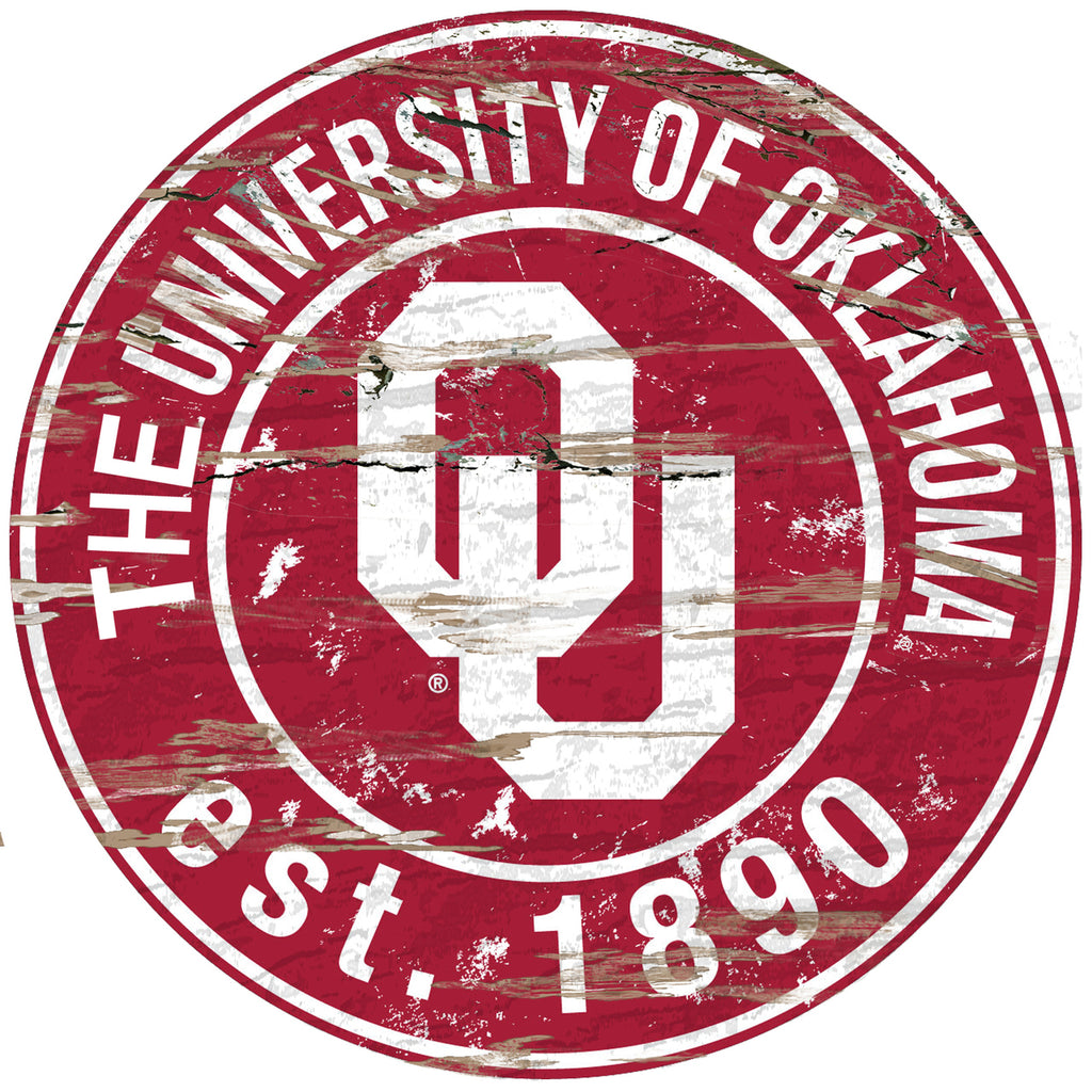 Oklahoma Sooners Sign Wood 24 Inch Round