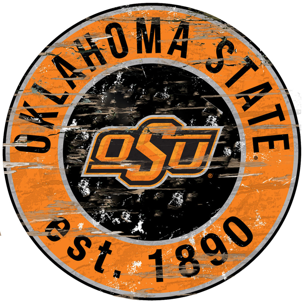 Oklahoma State Cowboys Sign Wood 24 Inch Round