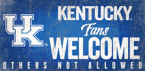 Kentucky Wildcats Sign Wood 12x6 Fans Welcome Design Special Order