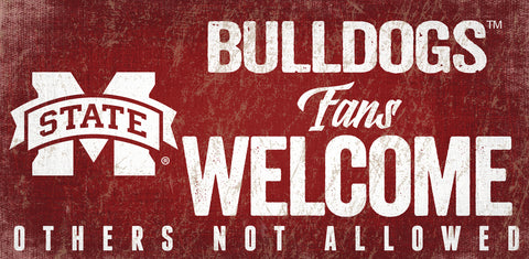 Mississippi State Bulldogs Wood Sign Fans Welcome 12x6