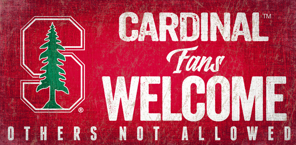 Stanford Cardinals Wood Sign Fans Welcome 12x6