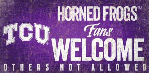 Texas Christian Horned Frogs Sign Wood 12x6 Fans Welcome Design