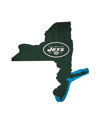 New York Jets Sign Wood 12 Inch Team Color State Shape Design