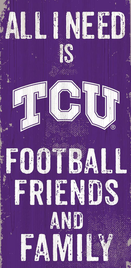 Texas Christian Horned Frogs Sign Wood 6x12 Football Friends and Family Design Color