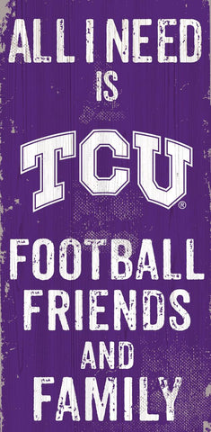 Texas Christian Horned Frogs Sign Wood 6x12 Football Friends and Family Design Color