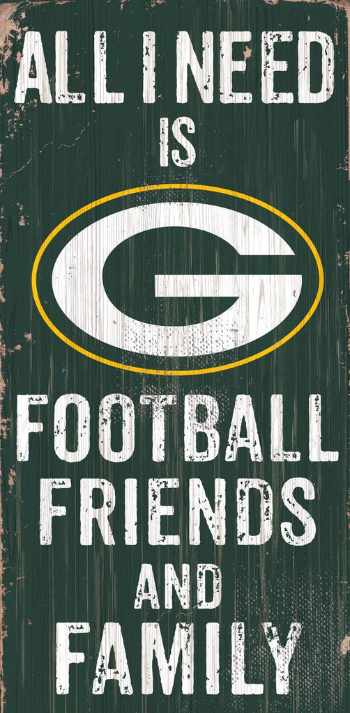 Green Bay Packers s Sign Wood 6x12 Football Friends and Family Design Color