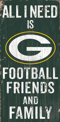 Green Bay Packers s Sign Wood 6x12 Football Friends and Family Design Color