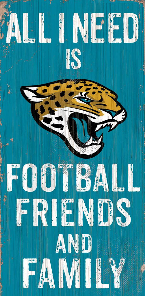 Jacksonville Jaguars Sign Wood 6x12 Football Friends and Family Design Color