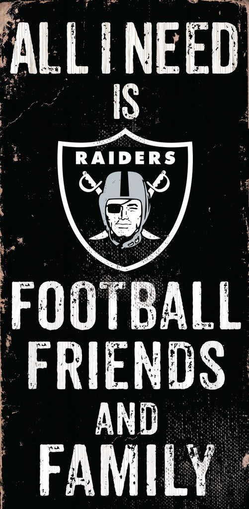Las Vegas Raiders Sign Wood 6x12 Football Friends and Family Design Color