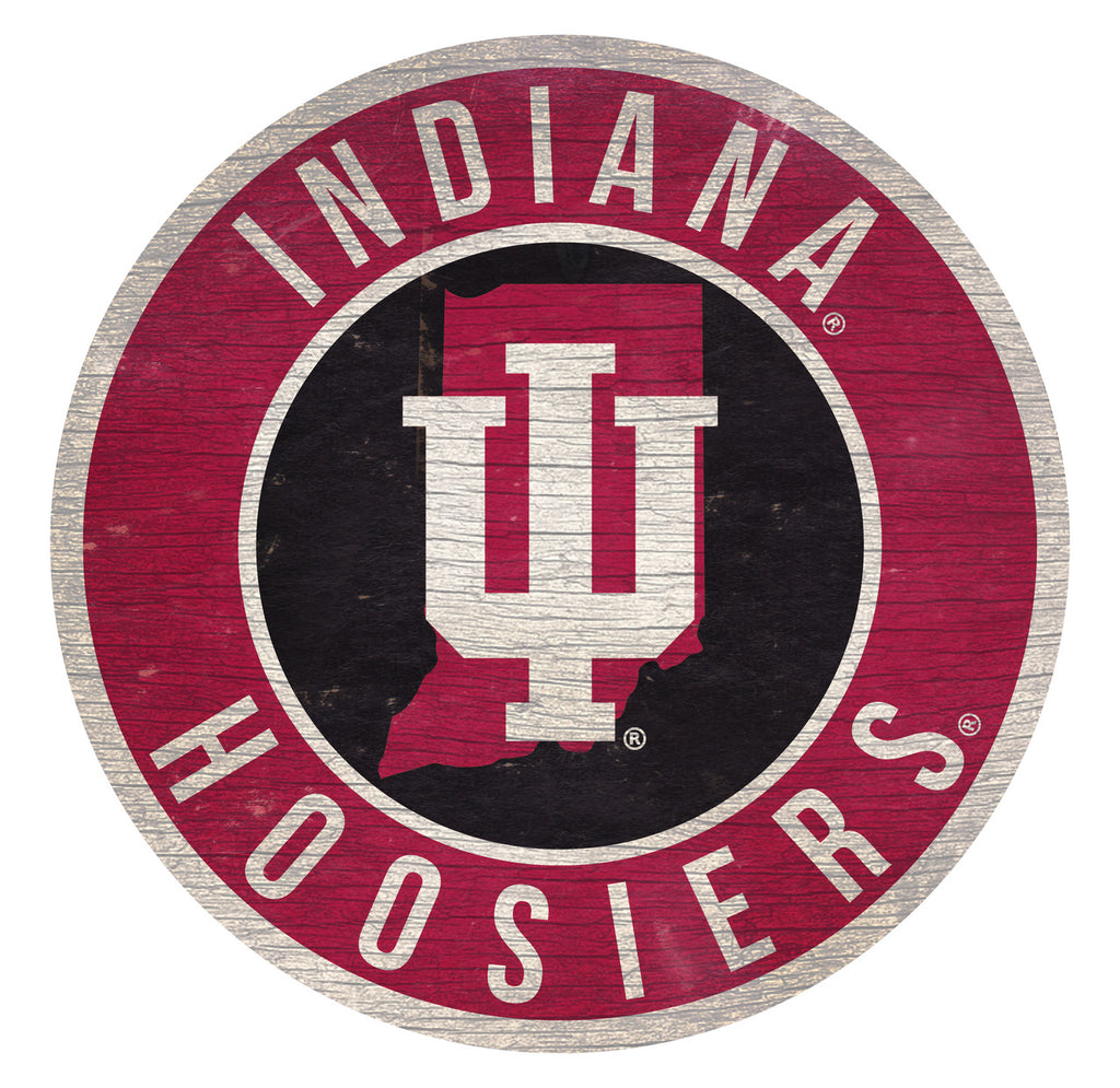 Indiana Hoosiers Sign Wood 12 Inch Round State Design Special Order