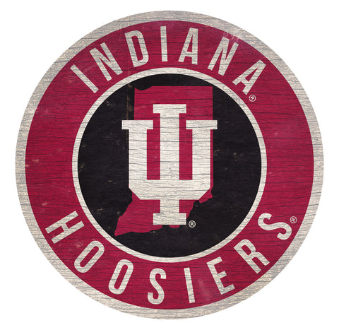Indiana Hoosiers Sign Wood 12 Inch Round State Design Special Order