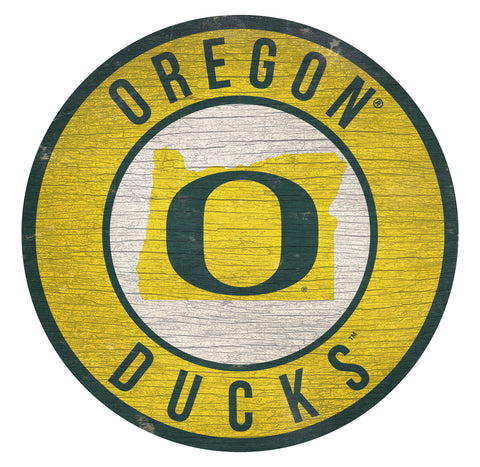 Oregon Ducks Sign Wood 12 Inch Round State Design Special Order