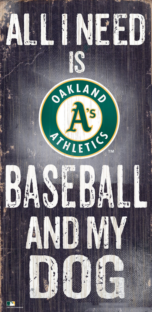 Oakland Athletics Sign Wood 6x12 Baseball and Dog Design Special Order