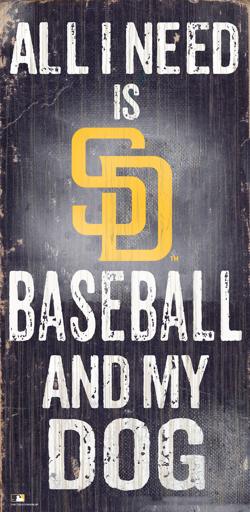 San Diego Padres Sign Wood 6x12 Baseball and Dog Design
