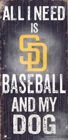 San Diego Padres Sign Wood 6x12 Baseball and Dog Design