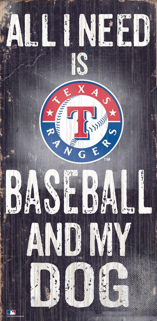 Texas Rangers Sign Wood 6x12 Baseball and Dog Design Special Order
